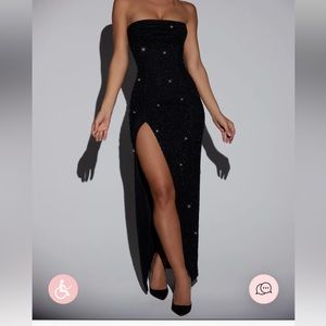 Embellished Bandeau Cowl Neck Maxi Dress